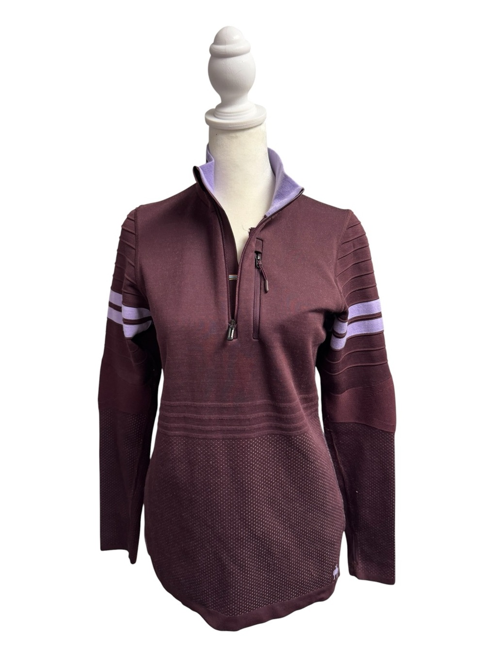 Smartwool Intraknit Merino Wool Blend Tech 1/4 Zip Pullover Purple Small READ